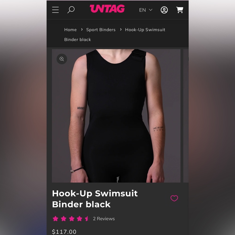Black Transgender Swim Binder Hook-Up Swimsuit